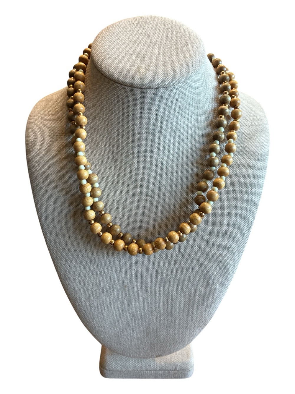 Double-Strand Wood Bead Necklace ~ 18 Inches